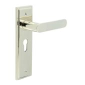 BUR25KIT167 Frelan Hardware Burlington Kensington Door Handles on 47&period;5mm Euro Backplate Polished Nickel