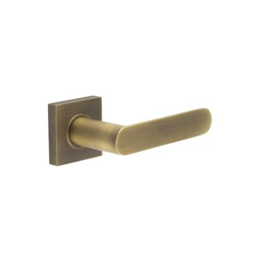 Click Here To Enlarge This Photo Of BUR25KIT6 Frelan Hardware Burlington Kensington Door Handles on Square Plain Rose Antique Brass