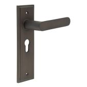 BUR25KIT89 Frelan Hardware Burlington Kensington Door Handles on 47&period;5mm Euro Backplate Dark Bronze