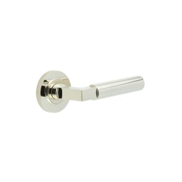 Click Here To Enlarge This Photo Of BUR30KIT161 Frelan Hardware Burlington Westminster Door Handles on Knurled Rose Polished Nickel