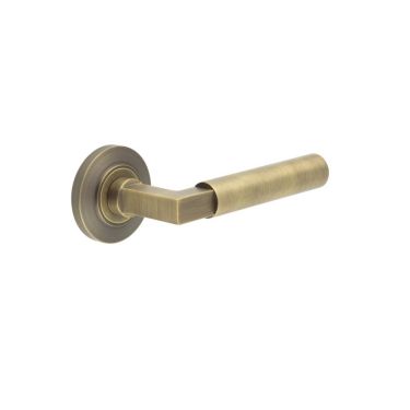 Click Here To Enlarge This Photo Of BUR30KIT2 Frelan Hardware Burlington Westminster Door Handles on Chamfered Rose Antique Brass