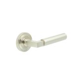 BUR30KIT315 Frelan Hardware Burlington Westminster Door Handles on Stepped Rose Satin Nickel