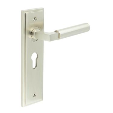 Click Here To Enlarge This Photo Of BUR30KIT323 Frelan Hardware Burlington Westminster Door Handles on 47&period;5mm Euro Backplate Satin Nickel