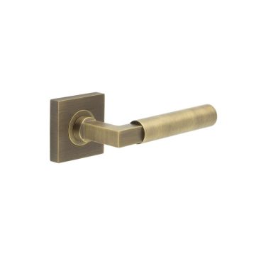 Click Here To Enlarge This Photo Of BUR30KIT6 Frelan Hardware Burlington Westminster Door Handles on Square Plain Rose Antique Brass
