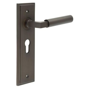 Click Here To Enlarge This Photo Of BUR30KIT89 Frelan Hardware Burlington Westminster Door Handles on 47&period;5mm Euro Backplate Dark Bronze