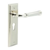 BUR35KIT167 Frelan Hardware Burlington Highgate Door Handles on 47&period;5mm Euro Backplate Polished Nickel