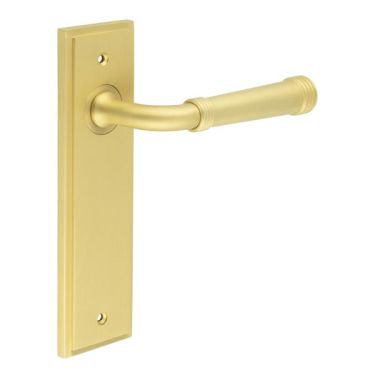 Click Here To Enlarge This Photo Of BUR35KIT242 Frelan Hardware Burlington Highgate Door Handles on Latch Backplate Satin Brass