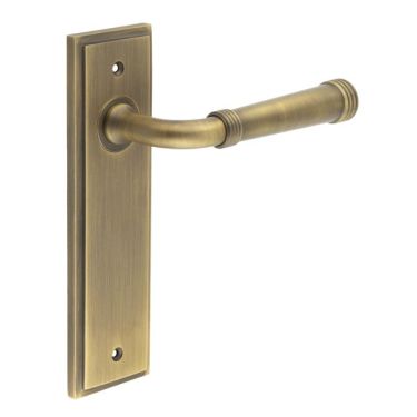Click Here To Enlarge This Photo Of BUR35KIT8 Frelan Hardware Burlington Highgate Door Handles on Latch Backplate Antique Brass