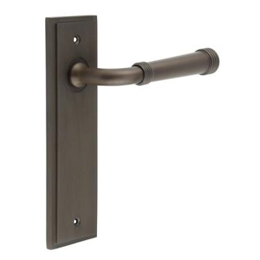 Click Here To Enlarge This Photo Of BUR35KIT86 Frelan Hardware Burlington Highgate Door Handles on Latch Backplate Dark Bronze