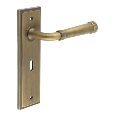 Click Here To Enlarge This Photo Of BUR35KIT9 Frelan Hardware Burlington Highgate Door Handles on 57mm Lock Backplate Antique Brass