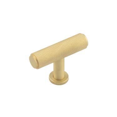 Click Here To Enlarge This Photo Of BUR401SB Frelan Hardware Burlington Piccadilly Knurled 55mm T Bar Cupboard Knob Satin Brass