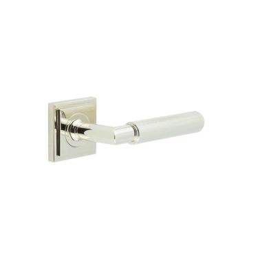 Click Here To Enlarge This Photo Of BUR40KIT163 Frelan Hardware Burlington Piccadilly Door Handles on Square Stepped Rose Polished Nickel