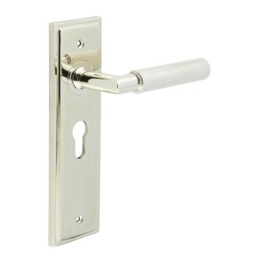 Click Here To Enlarge This Photo Of BUR40KIT167 Frelan Hardware Burlington Piccadilly Door Handles on 47&period;5mm Euro Backplate Polished Nickel