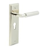 BUR40KIT167 Frelan Hardware Burlington Piccadilly Door Handles on 47&period;5mm Euro Backplate Polished Nickel