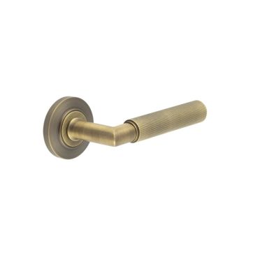 Click Here To Enlarge This Photo Of BUR40KIT2 Frelan Hardware Burlington Piccadilly Door Handles on Chamfered Rose Antique Brass