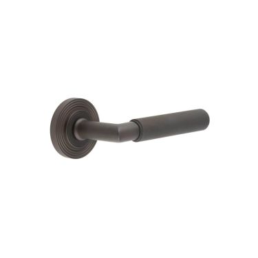 Click Here To Enlarge This Photo Of BUR40KIT82 Frelan Hardware Burlington Piccadilly Door Handles on Reeded Rose Dark Bronze