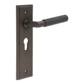 BUR40KIT89 Frelan Hardware Burlington Piccadilly Door Handles on 47&period;5mm Euro Backplate Dark Bronze