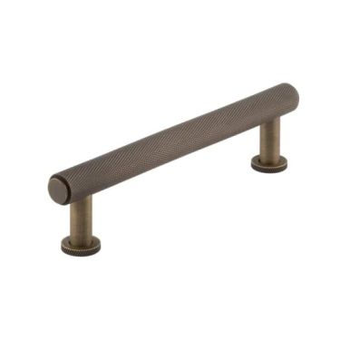 Click Here To Enlarge This Photo Of BUR411AB Frelan Hardware Burlington Piccadilly Knurled Cabinet Handle 128mm Antique Brass