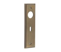 BUR451AB Frelan Hardware Burlington II Standard Key &lpar;57mm c&sol;c&rpar; Lock Backplates to suit Lever Handles Antique Brass