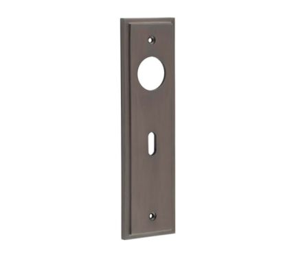 Click Here To Enlarge This Photo Of BUR451DB Frelan Hardware Burlington II Standard Key &lpar;57mm c&sol;c&rpar; Lock Backplates to suit Lever Handles Dark Bronze