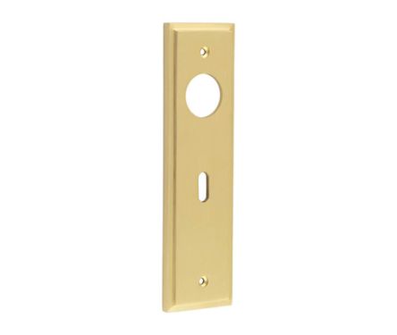 Click Here To Enlarge This Photo Of BUR451SB Frelan Hardware Burlington II Standard Key &lpar;57mm c&sol;c&rpar; Lock Backplates to suit Lever Handles Satin Brass