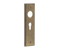 BUR454AB Frelan Hardware Burlington II Euro Profile &lpar;47&period;5mm c&sol;c&rpar; Lock Backplates to suit Lever Handles Antique Brass
