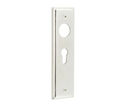 Click Here To Enlarge This Photo Of BUR454PN Frelan Hardware Burlington II Euro Profile &lpar;47&period;5mm c&sol;c&rpar; Lock Backplates to suit Lever Handles Polished Nickel