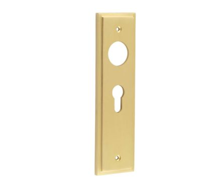 Click Here To Enlarge This Photo Of BUR454SB Frelan Hardware Burlington II Euro Profile &lpar;47&period;5mm c&sol;c&rpar; Lock Backplates to suit Lever Handles Satin Brass