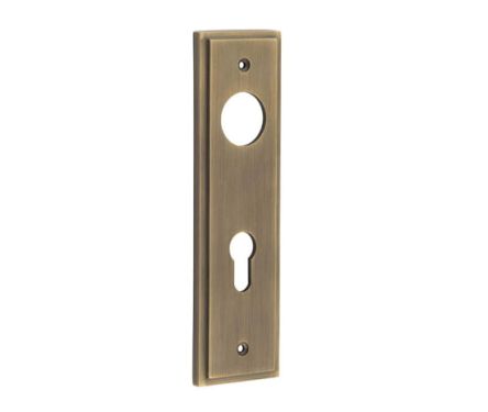 Click Here To Enlarge This Photo Of BUR455AB Frelan Hardware Burlington II Euro Profile &lpar;72mm c&sol;c&rpar; Din Lock Backplates to suit Lever Handles Antique Brass