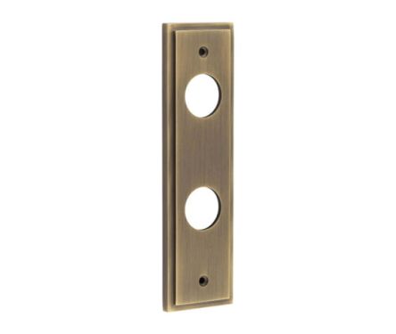 Click Here To Enlarge This Photo Of BUR456AB Frelan Hardware Burlington II Din Bathroom &lpar;78mm c&sol;c&rpar; Backplates to suit Lever Handles Antique Brass