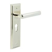 BUR45KIT167 Frelan Hardware Burlington Richmond Door Handles on 47&period;5mm Euro Backplate Polished Nickel
