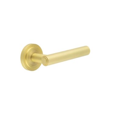 Click Here To Enlarge This Photo Of BUR45KIT237 Frelan Hardware Burlington Richmond Door Handles on Stepped Rose Satin Brass