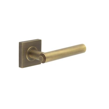Click Here To Enlarge This Photo Of BUR45KIT6 Frelan Hardware Burlington Richmond Door Handles on Square Plain Rose Antique Brass