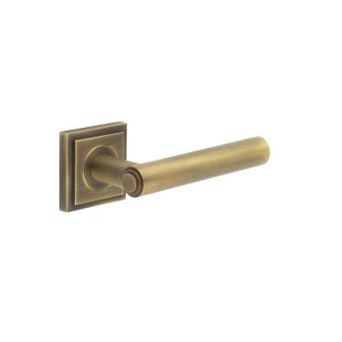 Click Here To Enlarge This Photo Of BUR45KIT7 Frelan Hardware Burlington Richmond Door Handles on Square Stepped Rose Antique Brass