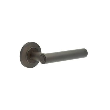 Click Here To Enlarge This Photo Of BUR45KIT80 Frelan Hardware Burlington Richmond Door Handles on Chamfered Rose Dark Bronze