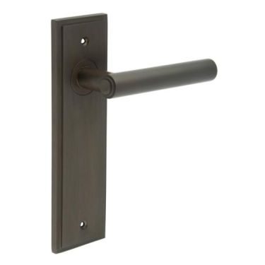 Click Here To Enlarge This Photo Of BUR45KIT86 Frelan Hardware Burlington Richmond Door Handles on Latch Backplate Dark Bronze