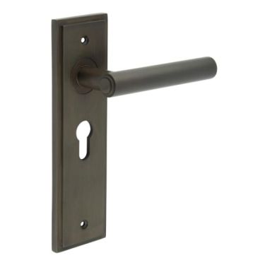 Click Here To Enlarge This Photo Of BUR45KIT89 Frelan Hardware Burlington Richmond Door Handles on 47&period;5mm Euro Backplate Dark Bronze