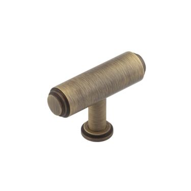 Click Here To Enlarge This Photo Of BUR502AB Frelan Hardware Burlington Belgrave 60mm T Bar Stepped Cupboard Knob Antique Brass