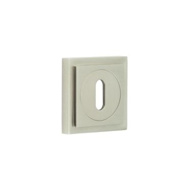 Click Here To Enlarge This Photo Of BUR-60SN-173SN Frelan Hardware Burlington Standard Keyway Escutcheon on Square Stepped Rose Satin Nickel
