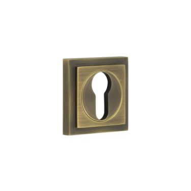 Click Here To Enlarge This Photo Of BUR-61AB-173AB Frelan Hardware Burlington Euro Profile Escutcheon on Square Stepped Rose Antique Brass