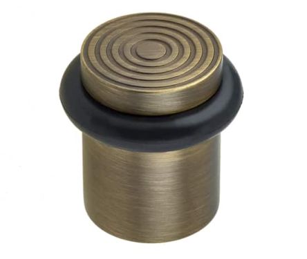 Click Here To Enlarge This Photo Of BUR963AB Frelan Hardware Burlington Reeded Floor Mounted Door Stop 40mm Dia Antique Brass