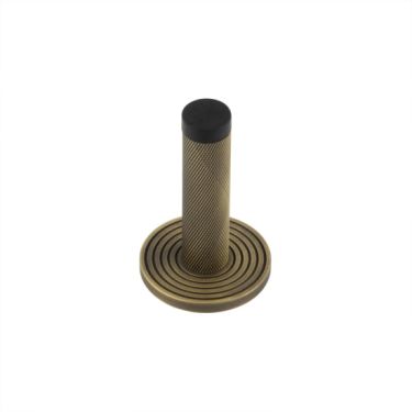 Click Here To Enlarge This Photo Of BUR-968AB-974AB Frelan Hardware Burlington Knurled 75mm Wall Mounted Door Stop &lpar;Reeded Rose&rpar; Antique Brass