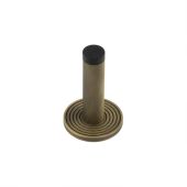 BUR-968AB-974AB Frelan Hardware Burlington Knurled 75mm Wall Mounted Door Stop &lpar;Reeded Rose&rpar; Antique Brass