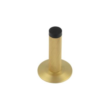 Click Here To Enlarge This Photo Of BUR-968SB-972SB Frelan Hardware Burlington Knurled 75mm Wall Mounted Door Stop &lpar;Chamfered Rose&rpar; Satin Brass