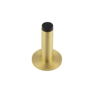 Click Here To Enlarge This Photo Of BUR-970SB-974SB Frelan Hardware Burlington Plain 75mm Wall Mounted Door Stop &lpar;Reeded Rose&rpar; Satin Brass