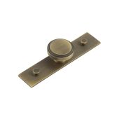 HOX-1040AB-5090AB Frelan Hardware Hoxton Cropley Cupboard Knob 40mm on Plain Backplate Antique Brass