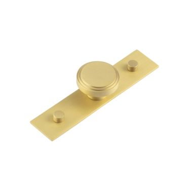 Click Here To Enlarge This Photo Of HOX-1040SB-5090SB Frelan Hardware Hoxton Cropley Cupboard Knob 40mm on Plain Backplate Satin Brass