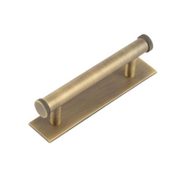 Click Here To Enlarge This Photo Of HOX-150AB-5050AB Frelan Hardware Hoxton Wenlock Cabinet Handle 96mm on Plain Backplate Antique Brass