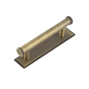 Click Here To Enlarge This Photo Of HOX-150AB-6050AB Frelan Hardware Hoxton Wenlock Cabinet Handle 96mm on Stepped Backplate Antique Brass