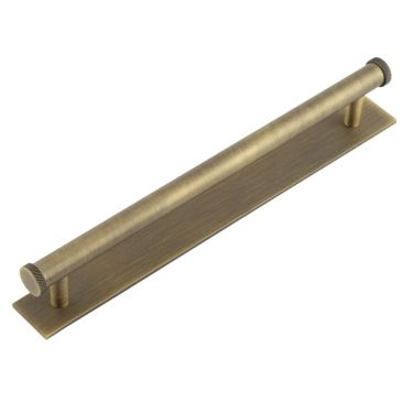 Click Here To Enlarge This Photo Of HOX-160AB-5060AB Frelan Hardware Hoxton Wenlock Cabinet Handle 224mm on Plain Backplate Antique Brass